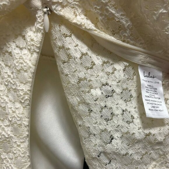 Lulus Womens Romantic Darling Lace Puff Sleeve Corset Top For Women Cream Size L - Picture 6 of 8
